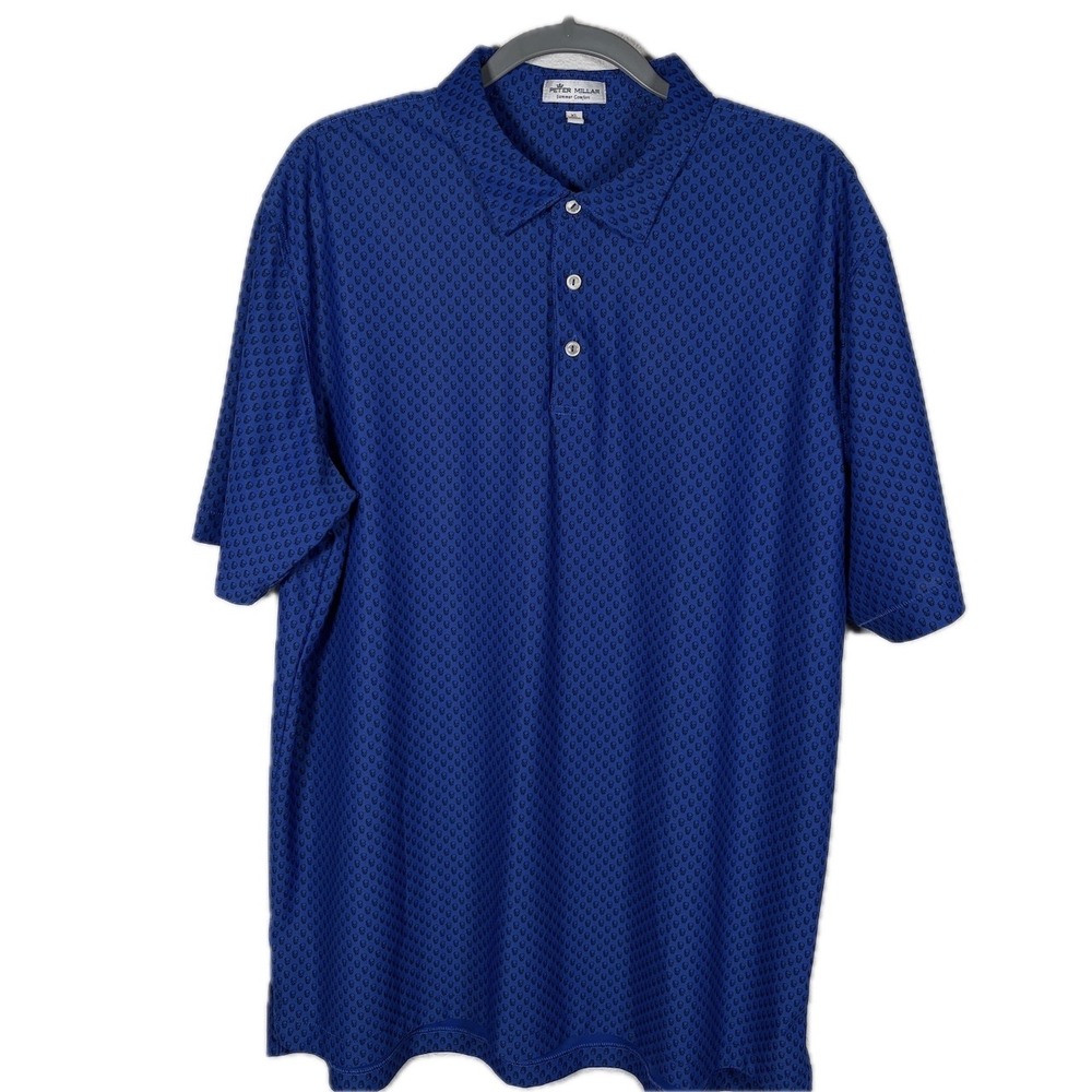 Peter Millar Summer Comfort Polo Mens XL Skulls‎ Performance Golf Short Sleeve